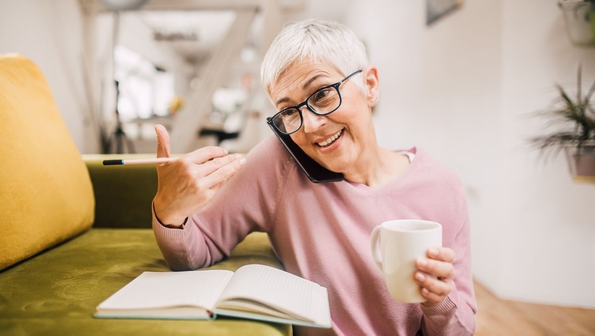 Mature woman talking on cellphone